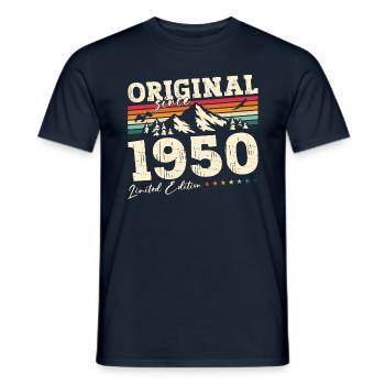 75ème Anniversaire 50 Original 1950 Millésime 1950 - T-shirt homme - marine - Devant - AI Model Male 178 light (178cm)