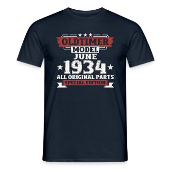 Vintage June 1934 Vintage 1934 Birthday 1934 - Men's T-Shirt - navy - Front - AI Model Male 178 light (178cm)