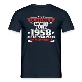 Oldtimer Juni 1958 Jahrgang 1958 Geburtstag Juni - Männer T-Shirt - Navy - Vorne - AI Model Male 178 light (178cm)