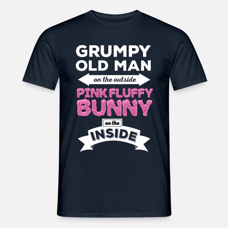 Grumpy Pink Fluffy Bunny - Men’s T-shirt - navy