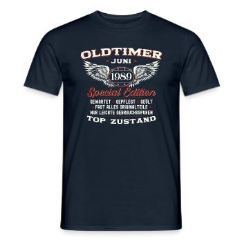 Millésime Juin 1989 Millésime 1989 35ème Anniversaire 89 - T-shirt homme - marine - Devant - AI Model Male 178 light (178cm)
