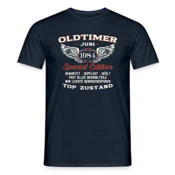 Millésime Juin 1984 Millésime 1984 40ème Anniversaire 84 - T-shirt homme - marine - Devant - AI Model Male 178 light (178cm)