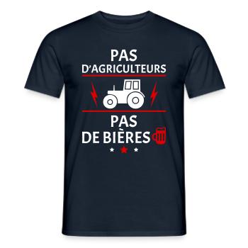Pas d'agriculteurs, agriculture, tracteur - T-shirt homme - marine - Devant - AI Model Male 178 light (178cm)
