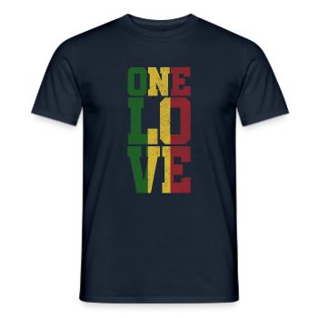 One Love - Jamaica Reggae Musik Rasta - Männer T-Shirt - Navy - Vorne - AI Model Male 178 light (178cm)
