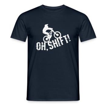 Oh Shift - Mountain Bike MTB Downhill Gift - Men's T-Shirt - navy - Front - AI Model Male 178 light (178cm)