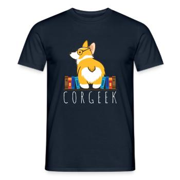 Corgeek - Corgi Nerd Geek Dog Funny - Men's T-Shirt - navy - Front - AI Model Male 178 light (178cm)