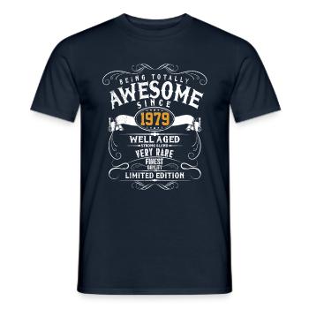 40th Birthday - Vintage 1979 Gift Funny - Mænd T-shirt - marineblå - Foran - AI Model Male 178 light (178cm)