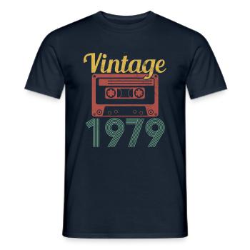 40th Birthday - Vintage Retro 1979 Gift - Mænd T-shirt - marineblå - Foran - AI Model Male 178 light (178cm)
