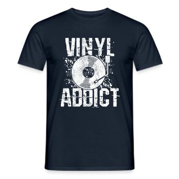 Vinyl Addict - Retro Vintage DJ Gift - Men's T-Shirt - navy - Front - AI Model Male 178 light (178cm)