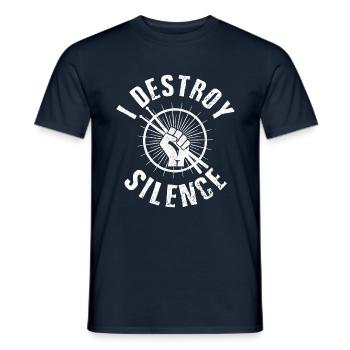I Destroy Silence - Schlagzeug Drummer Geschenk - Männer T-Shirt - Navy - Vorne - AI Model Male 178 light (178cm)