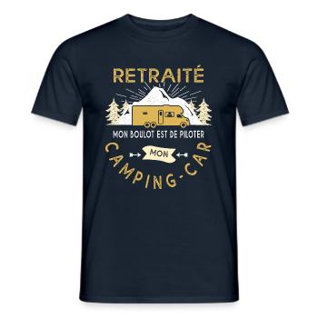 retraité camping6car cadeau humour retraite homme - T-shirt homme - marine - Devant - AI Model Male 178 light (178cm)