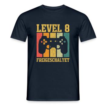 Level 8 freigeschaltet - Männer T-Shirt - Navy - Vorne - AI Model Male 178 light (178cm)
