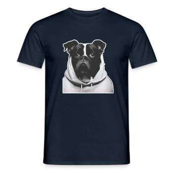 Chien avec sweat à capuche - T-shirt homme - marine - Devant - AI Model Male 178 light (178cm)