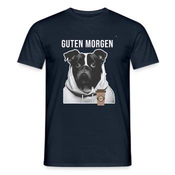Hund mit Hoodie Guten Morgen Kaffee - Männer T-Shirt - Navy - Vorne - AI Model Male 178 light (178cm)