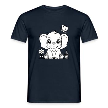 Mignon éléphant assis - T-shirt homme - marine - Devant - AI Model Male 178 light (178cm)