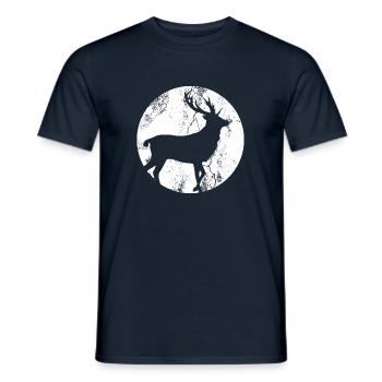 Hirsch Reh Geweih Mond - Männer T-Shirt - Navy - Vorne - AI Model Male 178 light (178cm)
