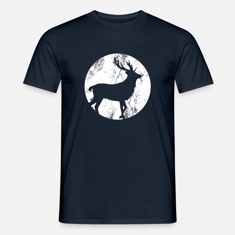 Hirsch Reh Geweih Mond - Männer T-Shirt - Navy
