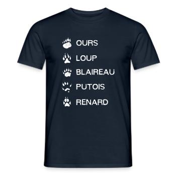 Empreintes Animaux Forêt - T-shirt homme - marine - Devant - AI Model Male 178 light (178cm)