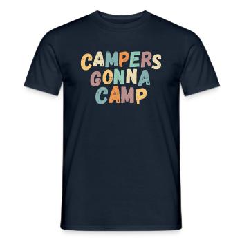 Campers going to camp! vintage retro light - Men's T-Shirt - navy - Front - AI Model Male 178 light (178cm)