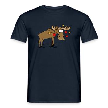 Elch mit Weihnachtsschmuck - Männer T-Shirt - Navy - Vorne - AI Model Male 178 light (178cm)