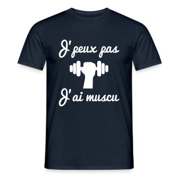 Je peux pas j'ai muscu - Musculation - T-shirt homme - marine - Devant - AI Model Male 178 light (178cm)