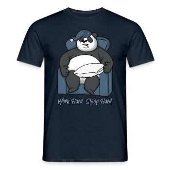 Panda Funny Sayings Work Hard Sleep Hard - Men's T-Shirt - navy - Front - AI Model Male 178 light (178cm)