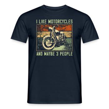 J’aime les motos et peut-être la moto 3 personnes - T-shirt homme - marine - Devant - AI Model Male 178 light (178cm)