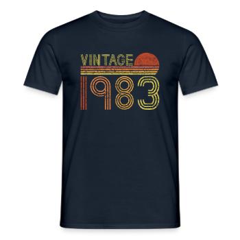 Vintage 1983 Sunset Style - T-shirt homme - marine - Devant - AI Model Male 178 light (178cm)