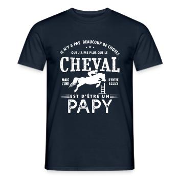 papy aime le cheval grand père cavalier équitation - T-shirt homme - marine - Devant - AI Model Male 178 light (178cm)