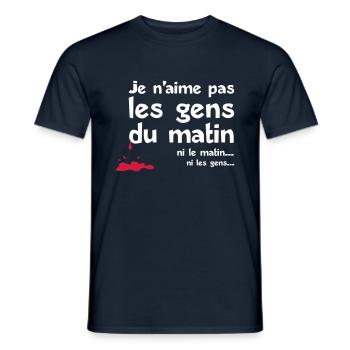 aime pas les gens matin - T-shirt homme - marine - Devant - AI Model Male 178 light (178cm)
