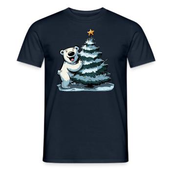 Christmas bear on the Christmas tree: festive joy - Men's T-Shirt - navy - Front - AI Model Male 178 light (178cm)