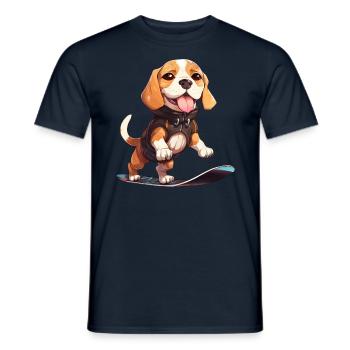 Süßer Beagle Snowboarder - Winterfreude im - Männer T-Shirt - Navy - Vorne - AI Model Male 178 light (178cm)
