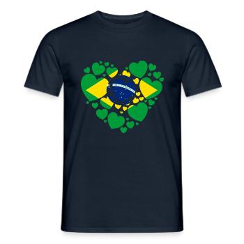 BRASILIEN FAHNE HERZEN LIEBE - Männer T-Shirt - Navy - Vorne - AI Model Male 178 light (178cm)
