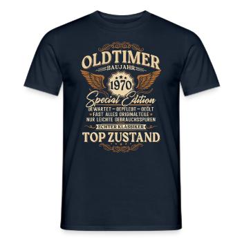 Oldtimer Baujahr 1970 Jahrgang Geburtstag Geschenk - Männer T-Shirt - Navy - Vorne - AI Model Male 178 light (178cm)
