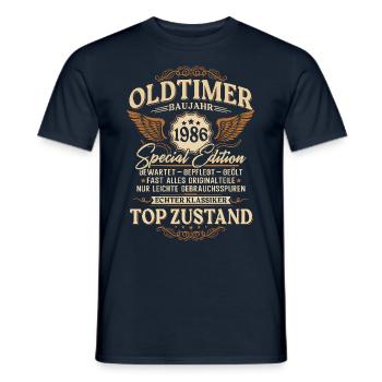 Oldtimer Baujahr 1986 Jahrgang Geburtstag Geschenk - Männer T-Shirt - Navy - Vorne - AI Model Male 178 light (178cm)