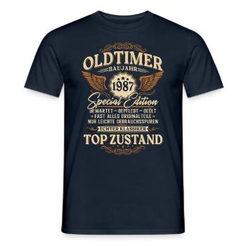 Oldtimer Baujahr 1987 Jahrgang Geburtstag Geschenk - Männer T-Shirt - Navy - Vorne - AI Model Male 178 light (178cm)