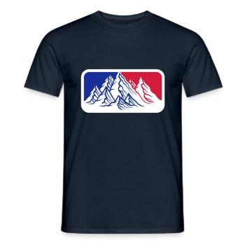 rot blau logo berge huegel alpen wandern urlaug fe - Männer T-Shirt - Navy - Vorne - AI Model Male 178 light (178cm)