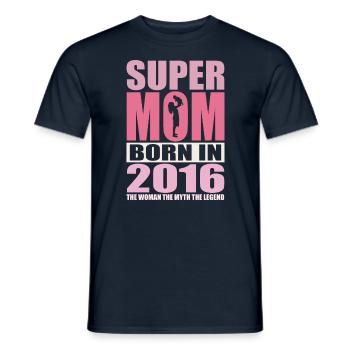 Mama Geburtstag 2016 | Super Mom - Männer T-Shirt - Navy - Vorne - AI Model Male 178 light (178cm)