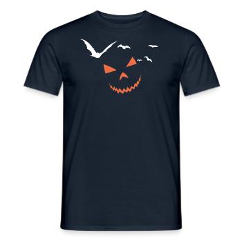Halloween,pumpkin,bat, creepy - Men's T-Shirt - navy - Front - AI Model Male 178 light (178cm)