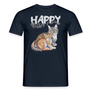 Mother's Day mom and baby cats - Men's T-Shirt - navy - Front - AI Model Male 178 light (178cm)