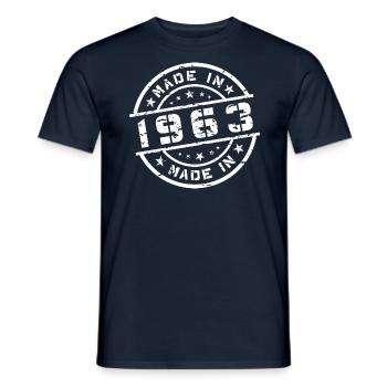 Année de naissance Anniversaire Né en - Fabriqué en 1963 - T-shirt homme - marine - Devant - AI Model Male 178 light (178cm)