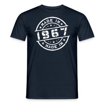 Année de naissance Anniversaire Né en - Fabriqué en 1967 - T-shirt homme - marine - Devant - AI Model Male 178 light (178cm)