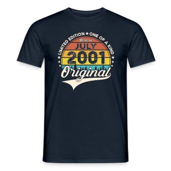 22nd Birthday Man Born In July Vintage 2001 - Men's T-Shirt - navy - Front - AI Model Male 178 light (178cm)
