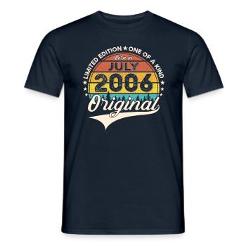 17th Birthday Man Born In July Vintage 2006 - Men's T-Shirt - navy - Front - AI Model Male 178 light (178cm)