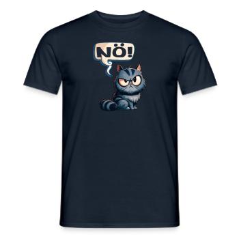 Grummelige Katze - Nö! fieses Kätzchen keine Lust - Männer T-Shirt - Navy - Vorne - AI Model Male 178 light (178cm)