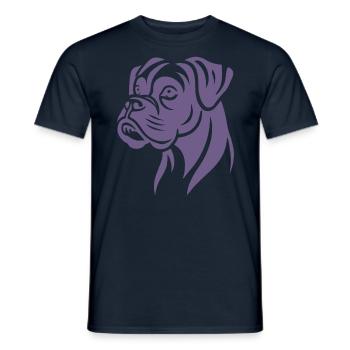 Hund Boxer Kopf Silhouette Minimalistisch - Männer T-Shirt - Navy - Vorne - AI Model Male 178 light (178cm)