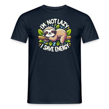 Je ne suis pas paresseux – j’économise de l’énergie paresseux en disant - T-shirt homme - marine - Devant - AI Model Male 178 light (178cm)