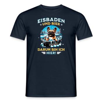 Eisbaden - Französische Bulldogge trinkt gern Bier - Männer T-Shirt - Navy - Vorne - AI Model Male 178 light (178cm)