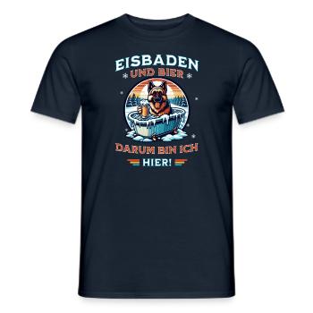 Eisbaden Schäferhund Bier Design Winterspaß - Männer T-Shirt - Navy - Vorne - AI Model Male 178 light (178cm)