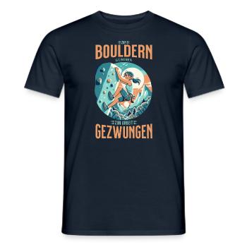 Frau geht lieber bouldern statt zu arbeiten - Männer T-Shirt - Navy - Vorne - AI Model Male 178 light (178cm)
